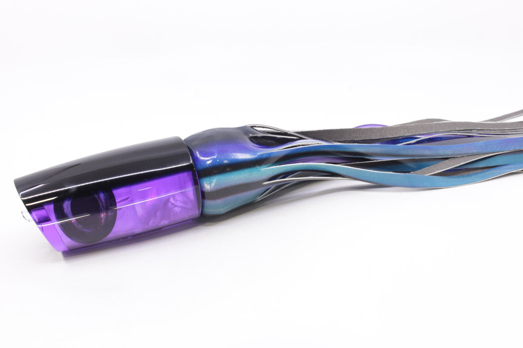 Moyes Lures Purple MOP Black Back Taxi Eyes B.C.K. 14" 9.2oz Fire Tailz Vinyl Skipjack