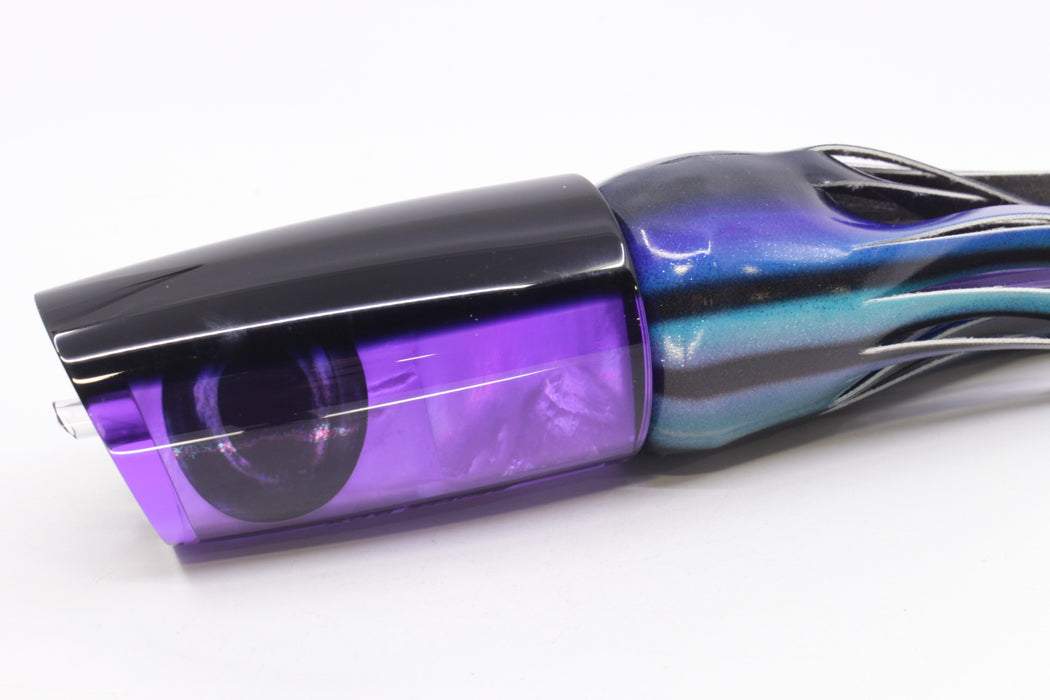 Moyes Lures Purple MOP Black Back Taxi Eyes B.C.K. 14" 9.2oz Fire Tailz Vinyl Skipjack