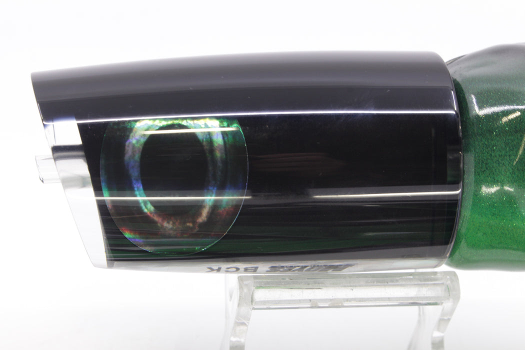 Moyes Lures Black Pearl Black Back Taxi Eyes B.C.K. 14" 9.2oz Fire Tailz Vinyl Green Tiger