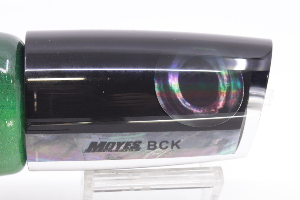 Moyes Lures Black Pearl Black Back Taxi Eyes B.C.K. 14" 9.2oz Fire Tailz Vinyl Green Tiger