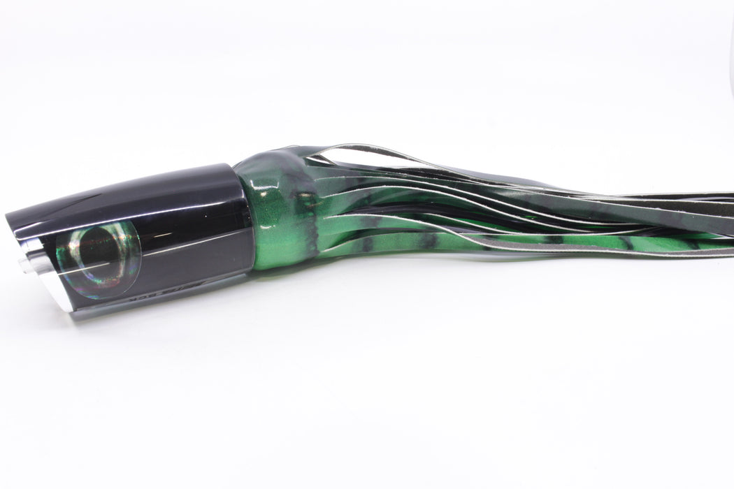 Moyes Lures Black Pearl Black Back Taxi Eyes B.C.K. 14" 9.2oz Fire Tailz Vinyl Green Tiger