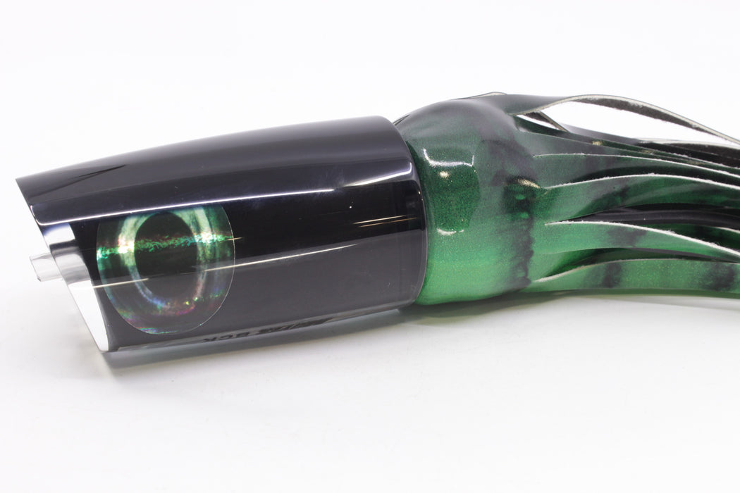 Moyes Lures Black Pearl Black Back Taxi Eyes B.C.K. 14" 9.2oz Fire Tailz Vinyl Green Tiger