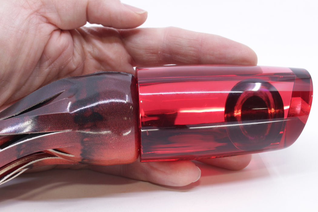 Moyes Lures Red Mirrored Taxi Eyes B.C.K. 14" 9.2oz Fire Tailz Vinyl Red Tiger