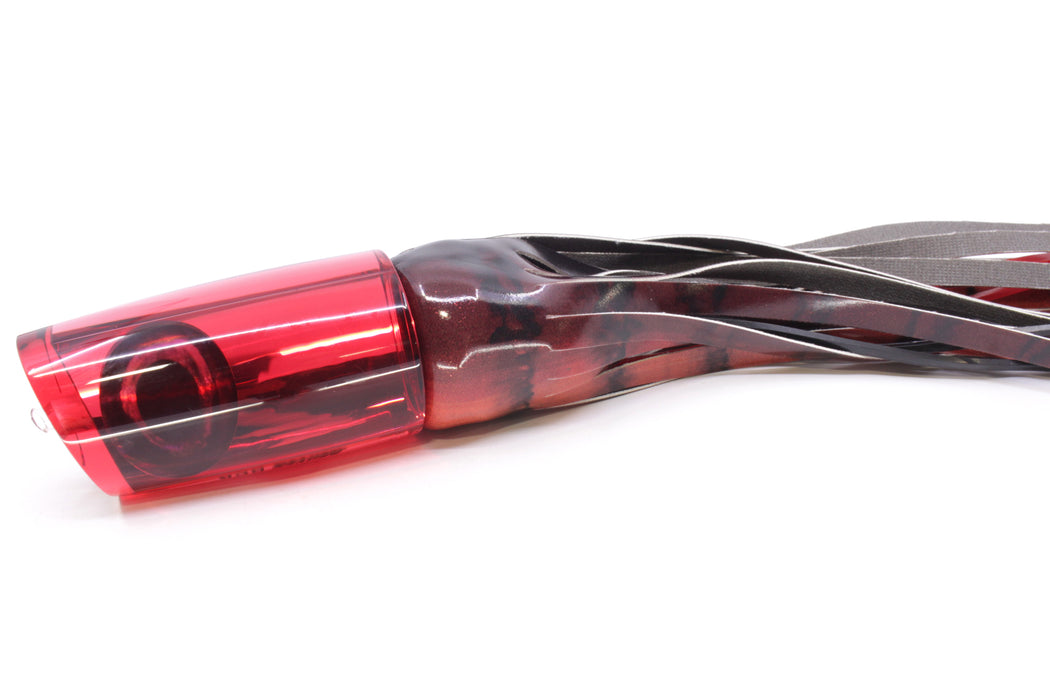 Moyes Lures Red Mirrored Taxi Eyes B.C.K. 14" 9.2oz Fire Tailz Vinyl Red Tiger