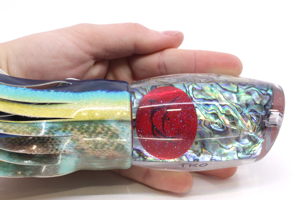 Bonze Lures Paua Shell Red Eyes TKO 14" 11.8oz Fire Tailz Vinyl Yellowfin