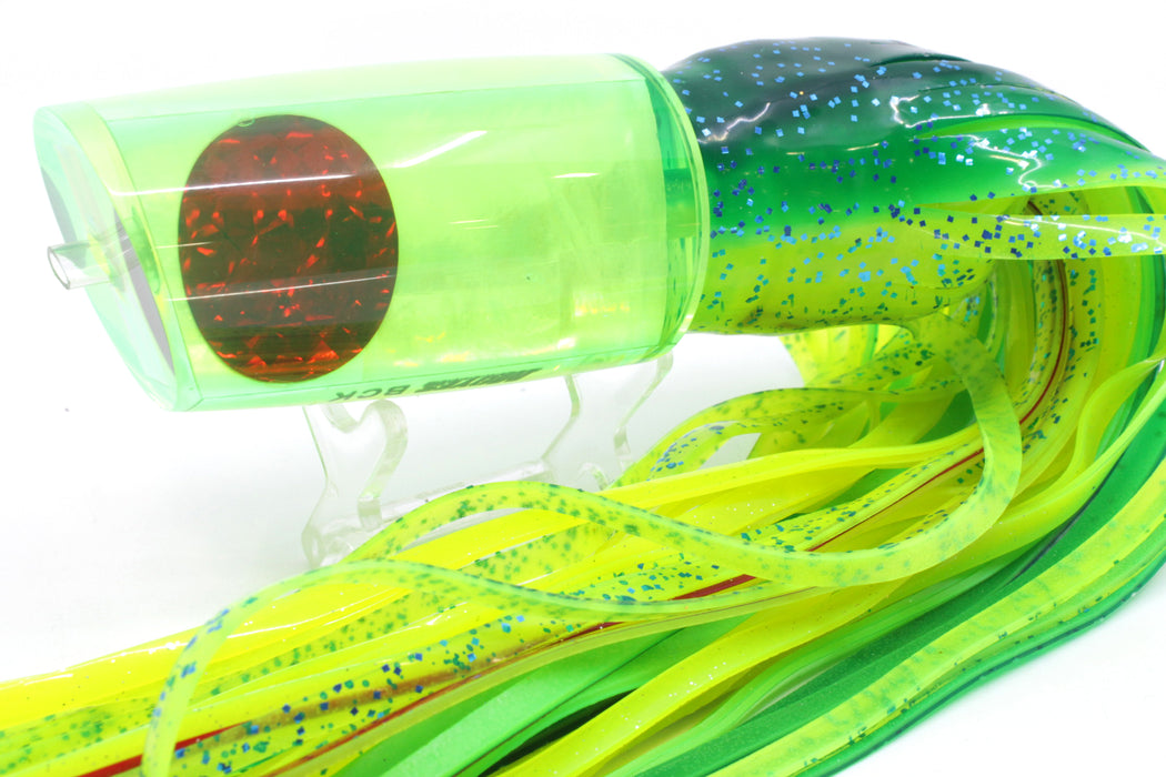 Moyes Lures Chartreuse MOP Red Eyes B.C.K. 14" 11oz Skirted Mahi