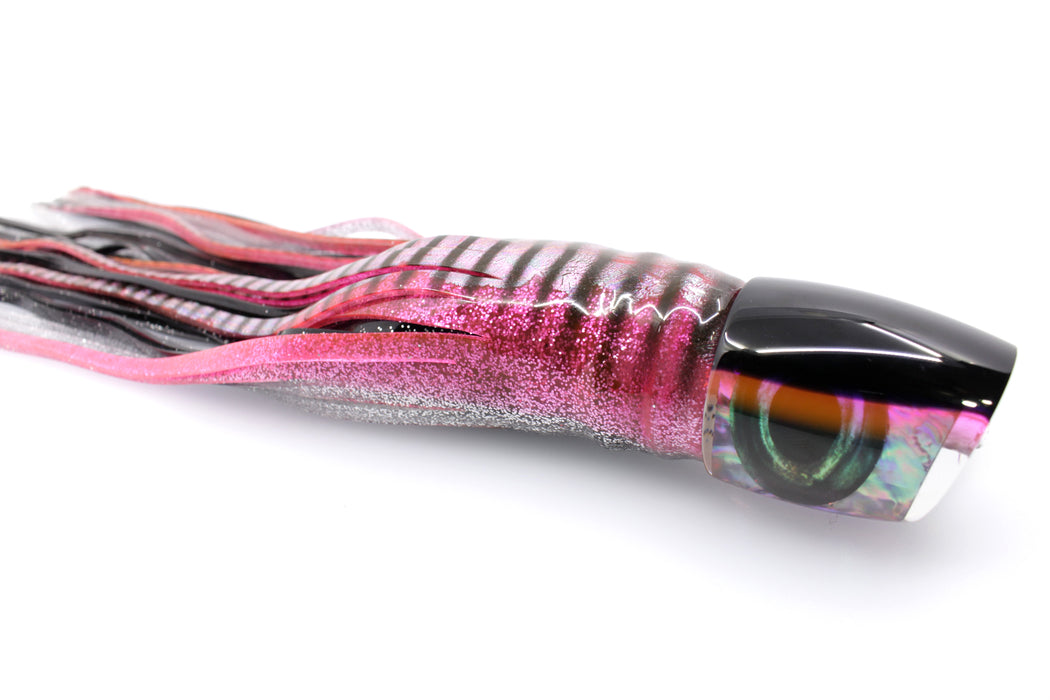 Moyes Lures Rainbow MOP Black-Pink Back Bushmaster 12" 10oz Skirted Pink Aurora