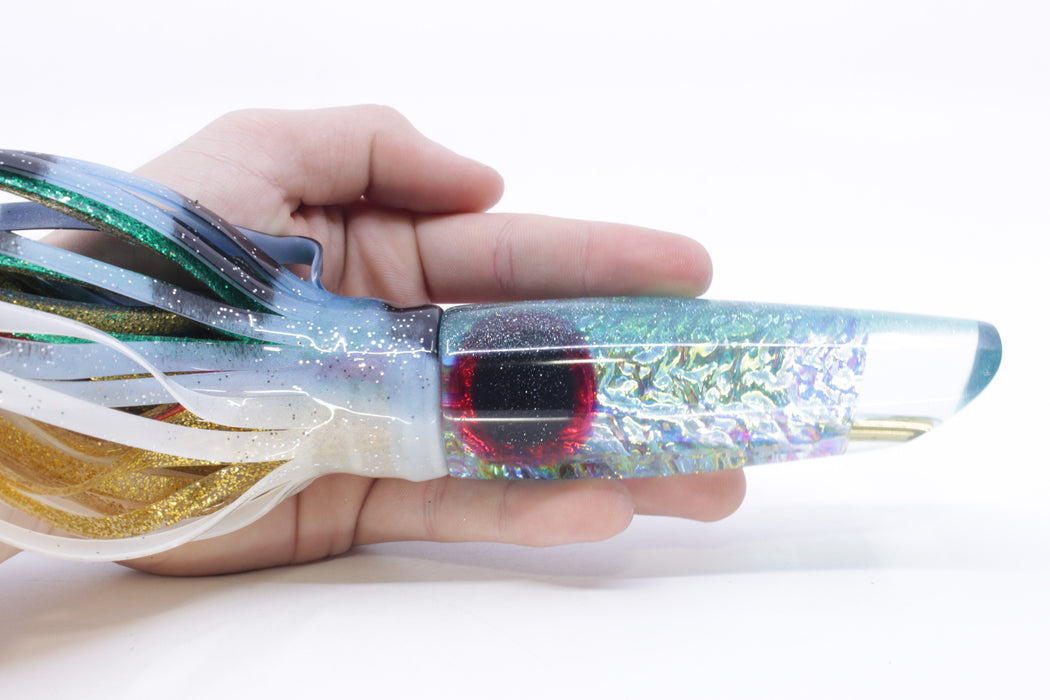 Coggin Lures Ice Rainbow Ice Blue Back Old Style Stick Swimmer 12" 8oz Skirted