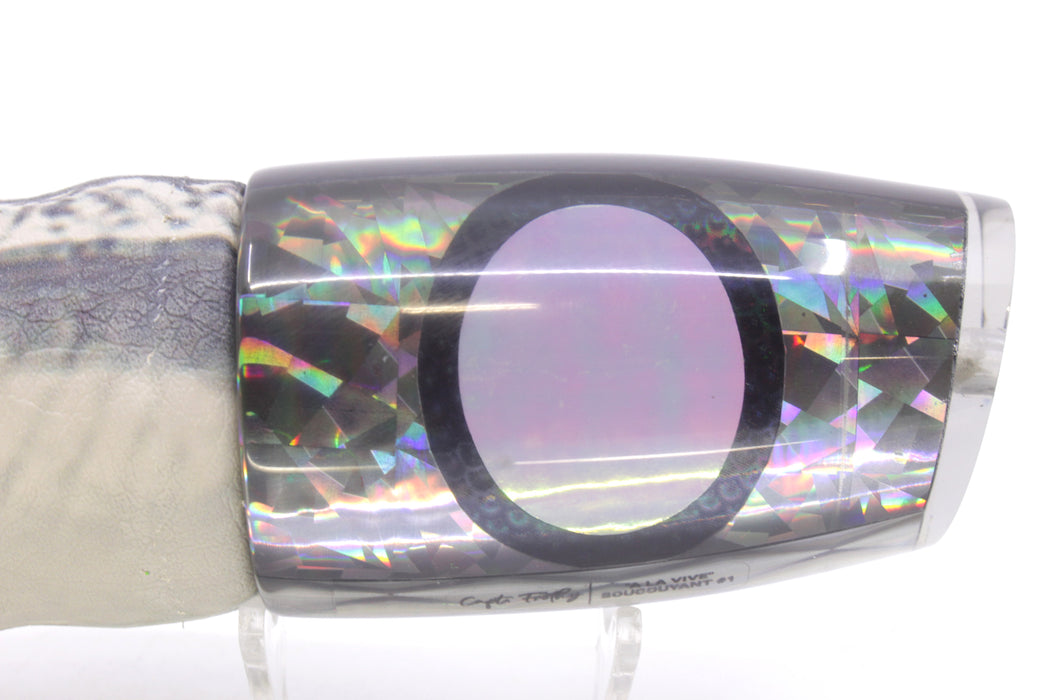 A La Vive Lures Silver Rainbow Flake XL Soucouyant 16" 13.7oz ALV Black Ballyhoo