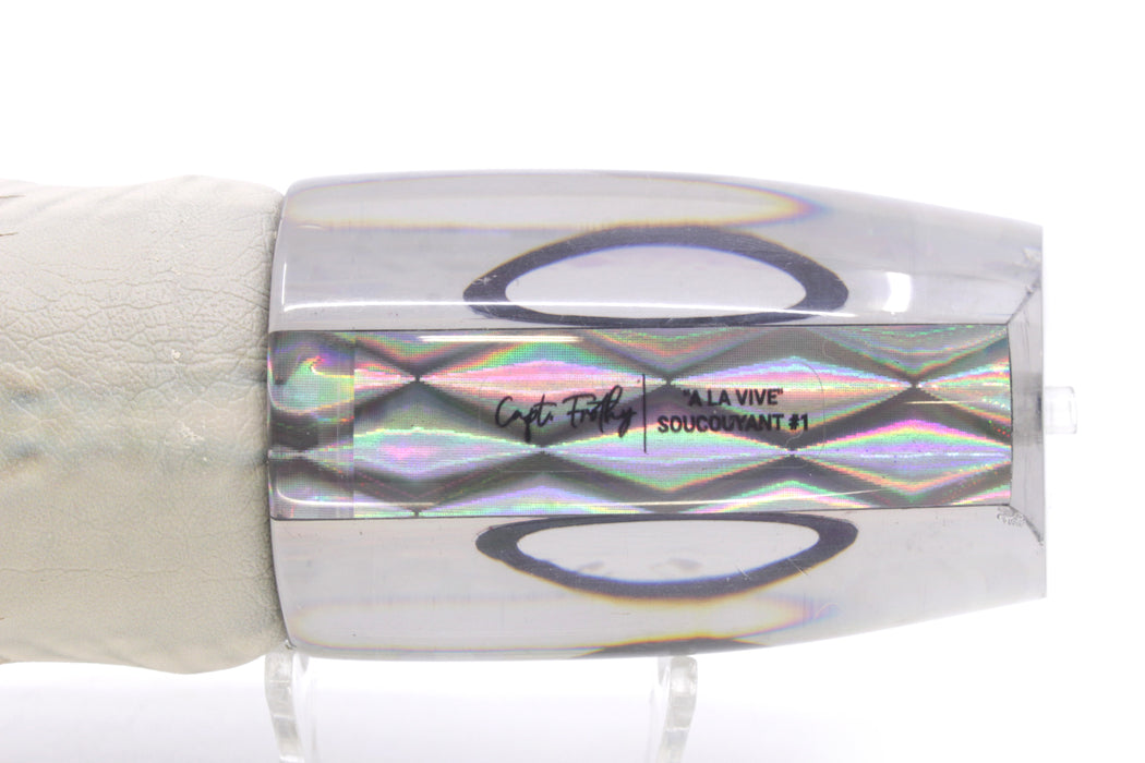 A La Vive Lures Silver Rainbow Flake XL Soucouyant 16" 13.7oz ALV Black Ballyhoo