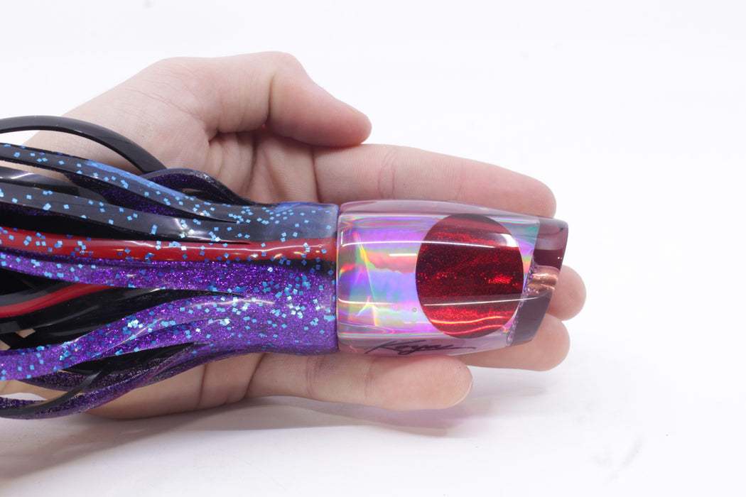 Koya Lures Purple Rainbow Red Eyes Small 861 10" 7oz Skirted Black & Blue Bars-Purple