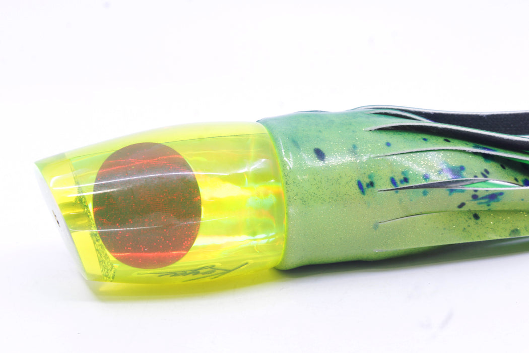 Koya Lures Chartreuse Rainbow Red Eyes Small 861 10" 6oz Fire Tailz Vinyl Mahi