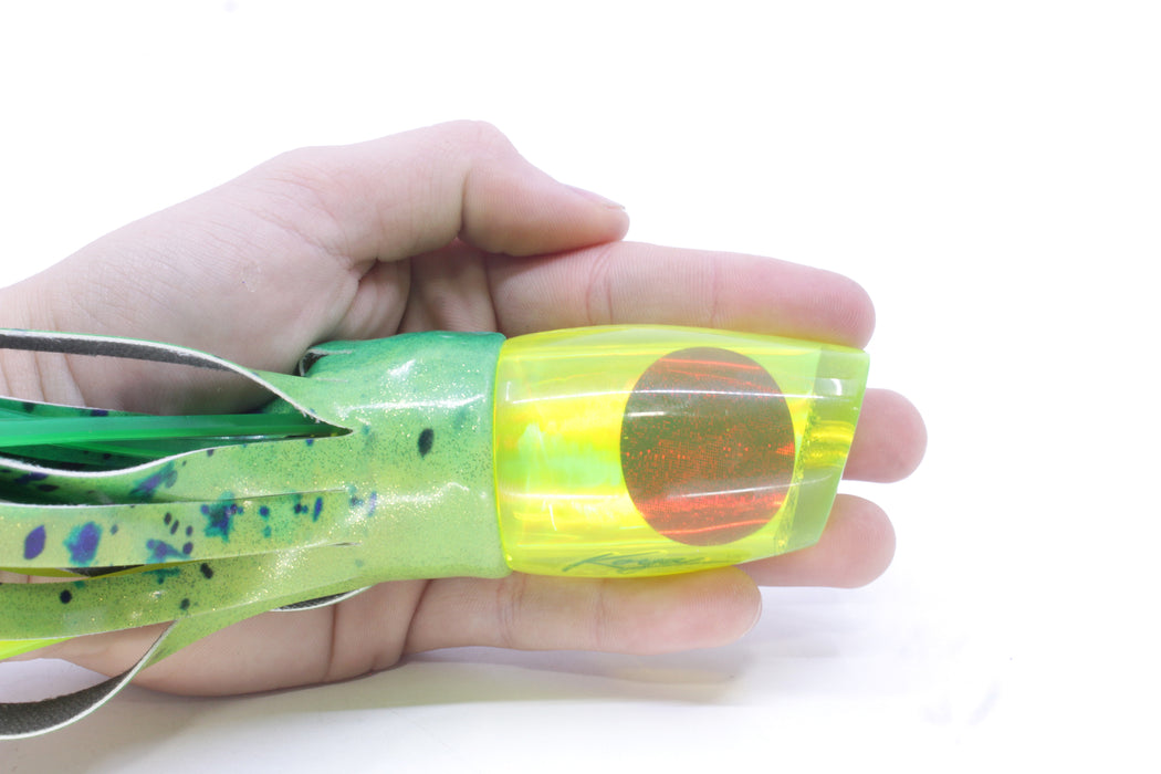 Koya Lures Chartreuse Rainbow Red Eyes Small 861 10" 6oz Fire Tailz Vinyl Mahi