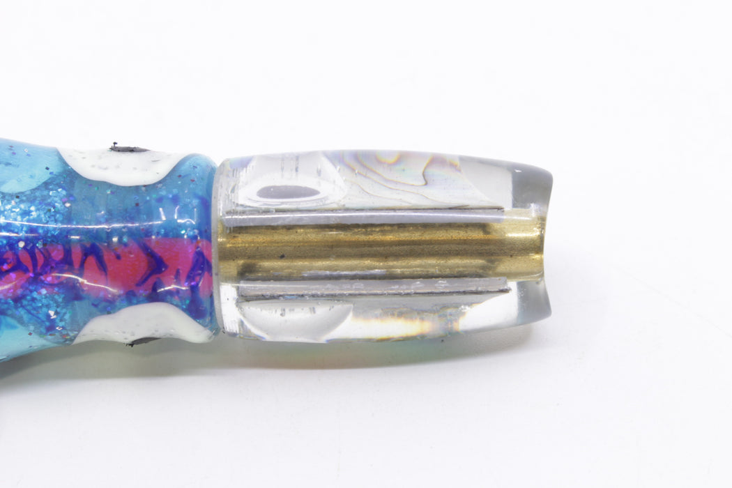 Coggin Lures Ice Blue Abalone Tado Lo'ihi Peanut Scoop 4.5" 1oz Skirted Pink-Blue Splatter
