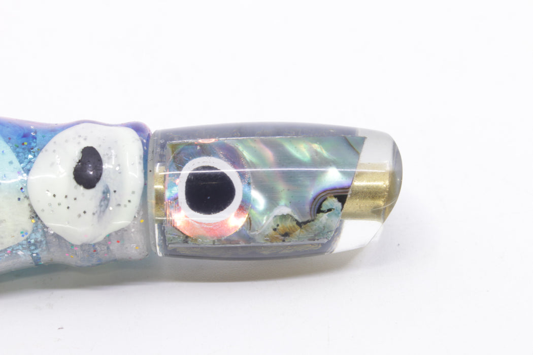 Coggin Lures Ice Blue Abalone Tado Lo'ihi Peanut Scoop 4.5" 1oz Skirted Pink-Blue Splatter