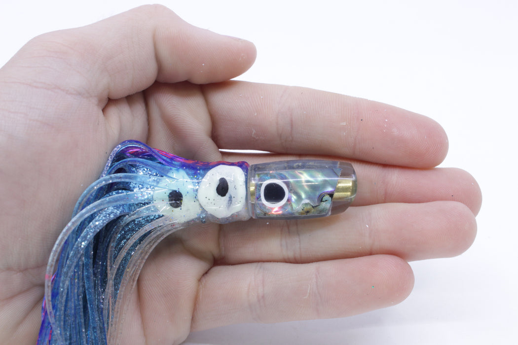 Coggin Lures Ice Blue Abalone Tado Lo'ihi Peanut Scoop 4.5" 1oz Skirted Pink-Blue Splatter