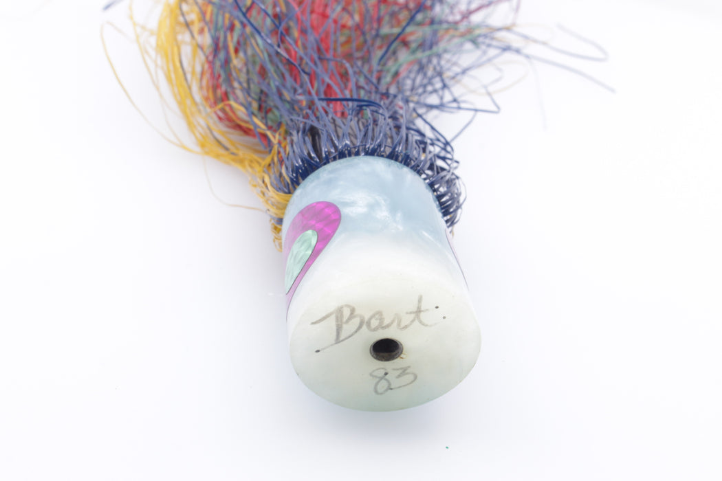 Black Bart Lures '83 White-Blue Pearl #3 Short Nosed Tube 10" 2.9oz Skirted New Pre-Owned