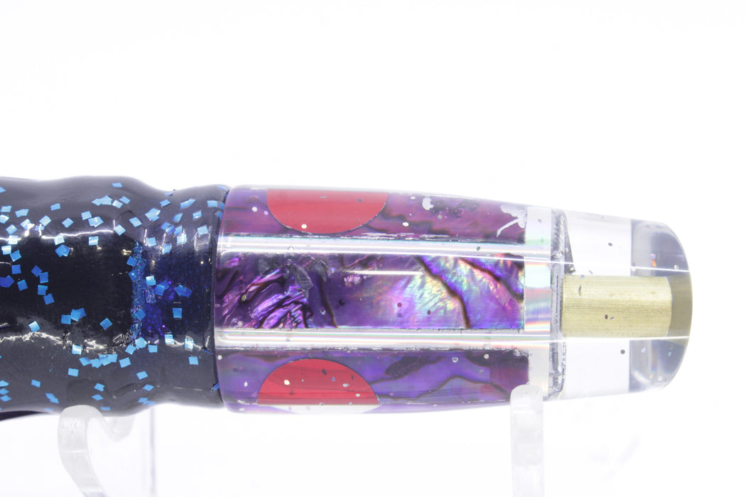 Tanigawa Lures Purple Paua-Silver Rainbow Red Eyes Small Slant 7" 4oz Skirted