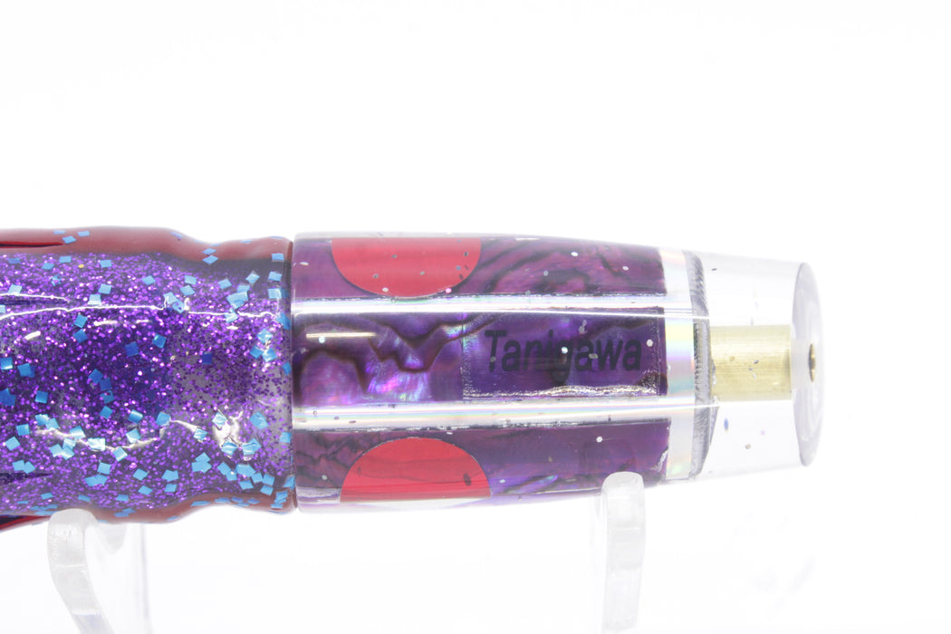 Tanigawa Lures Purple Paua-Silver Rainbow Red Eyes Small Slant 7" 4oz Skirted