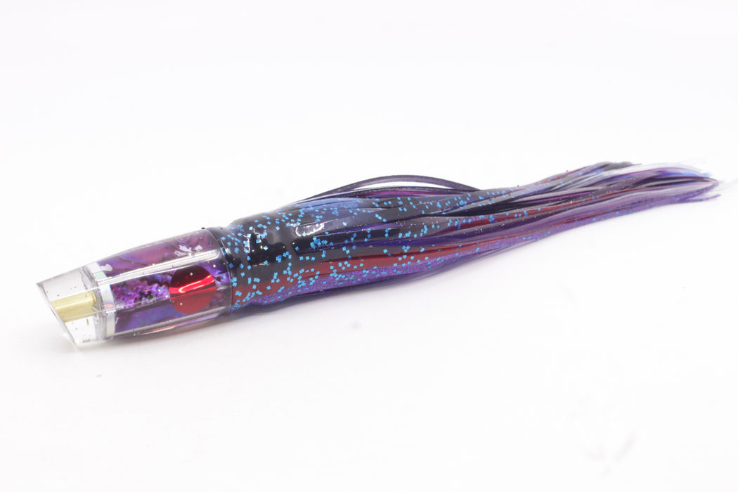 Tanigawa Lures Purple Paua-Silver Rainbow Red Eyes Small Slant 7" 4oz Skirted