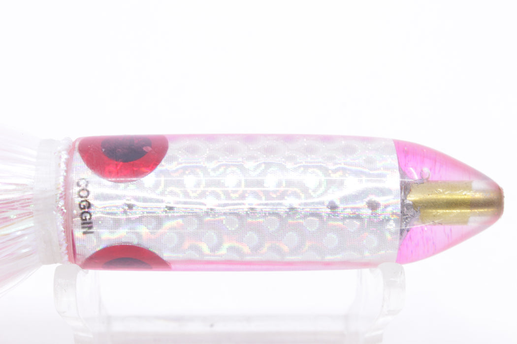 Coggin Lures Rainbow Scale Pink Back Peanut Stick Bullet 5.5" 3oz Strobez White/Pink
