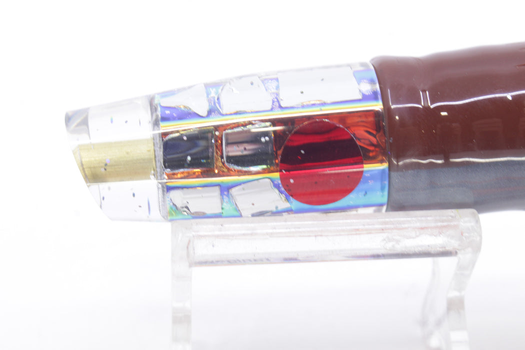 Tanigawa Lures Sunset Rainbow Cracked Glass Red Eyes Small Slant 7" 4oz Skirted