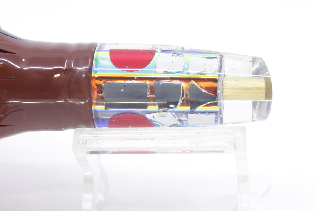 Tanigawa Lures Sunset Rainbow Cracked Glass Red Eyes Small Slant 7" 4oz Skirted