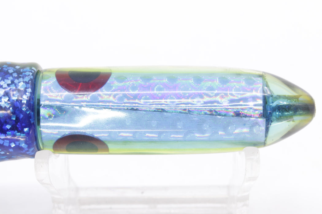 Coggin Lures Rainbow Scale Blue-Yellow Back Peanut Stick Bullet 5.5" 3.5oz Skirted