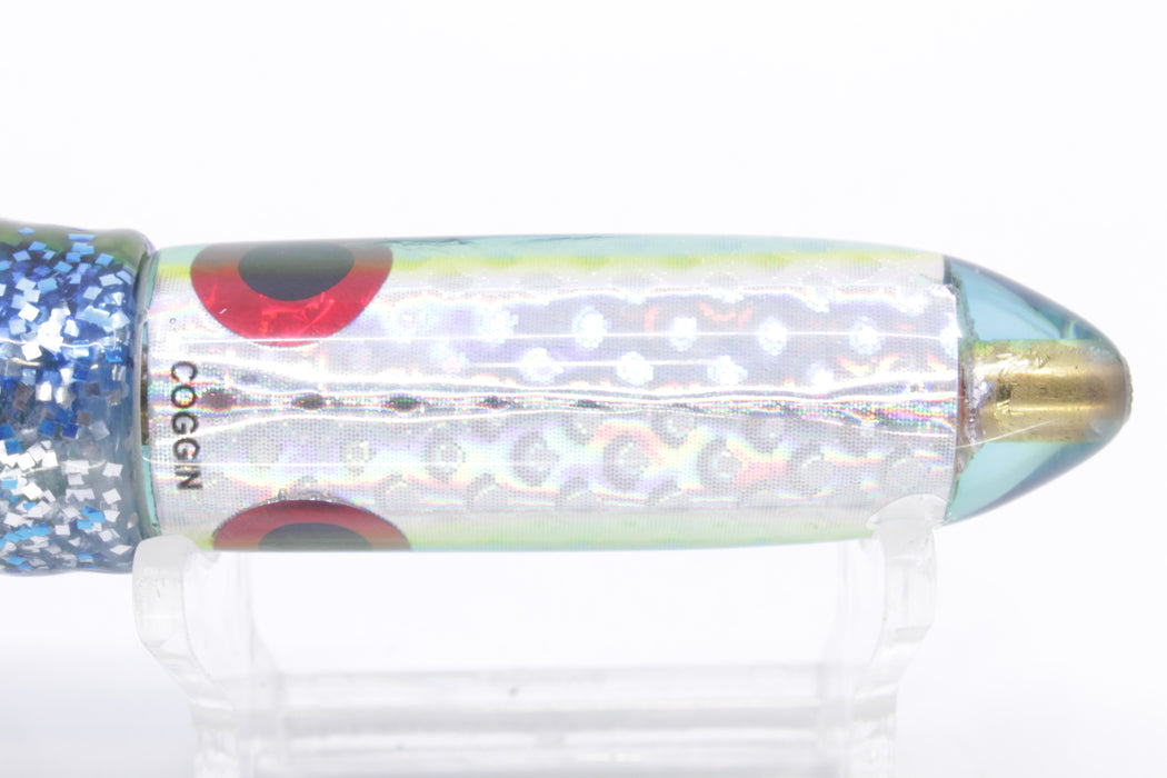 Coggin Lures Rainbow Scale Blue-Yellow Back Peanut Stick Bullet 5.5" 3.5oz Skirted