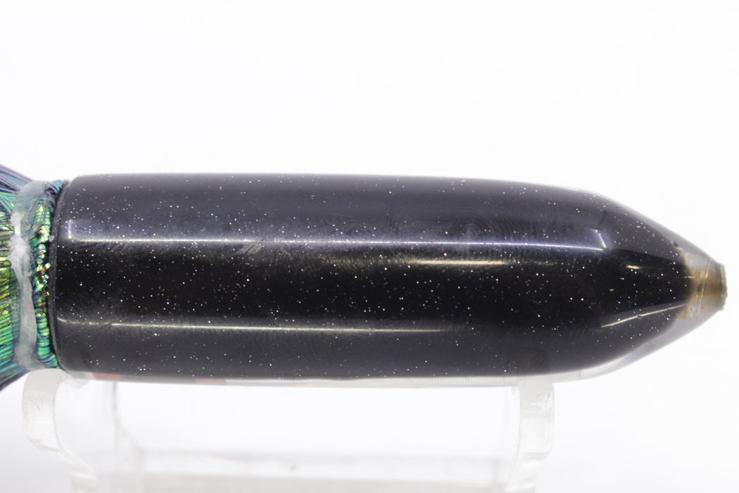 Coggin Lures Rainbow Scale Black Back Peanut Stick Bullet 5.5" 3oz Flashabou Black/Purple