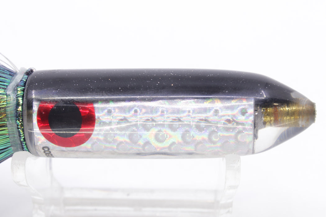 Coggin Lures Rainbow Scale Black Back Peanut Stick Bullet 5.5" 3oz Flashabou Black/Purple