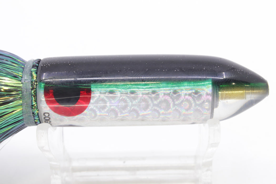 Coggin Lures Rainbow Scale Black-Green Back Peanut Stick Bullet 5.5" 3oz Flashabou