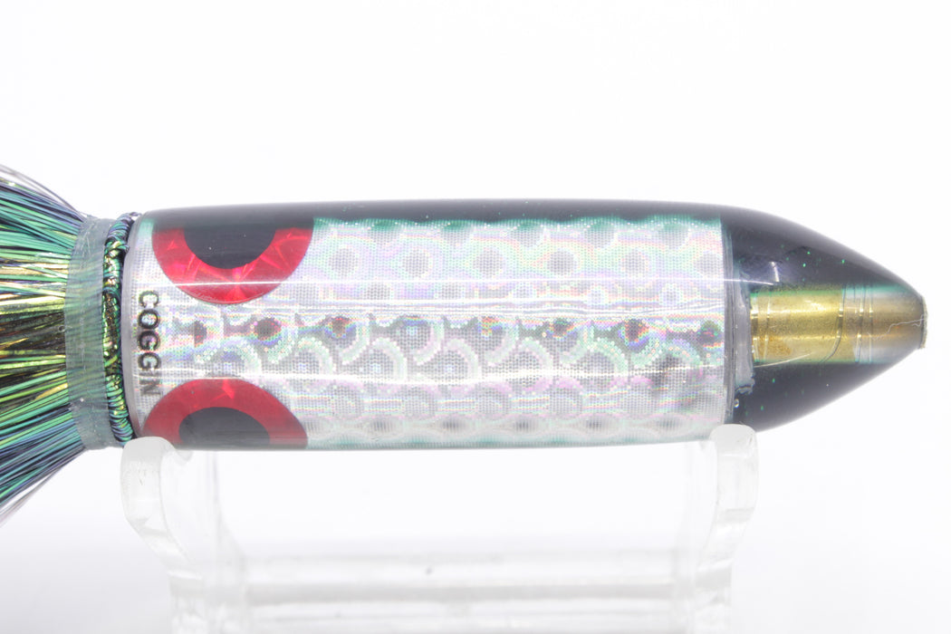 Coggin Lures Rainbow Scale Black-Green Back Peanut Stick Bullet 5.5" 3oz Flashabou