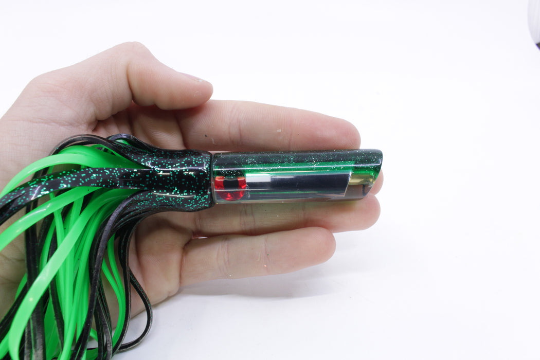 Coggin Lures Mirrored Green Back Peanut Tube 5.5" 3oz Skirted Black/Green