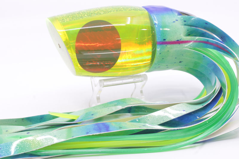 Koya Lures Chartreuse Rainbow Red Eyes XL 861 16" 15oz Fire Tailz Vinyl Mad Mahi
