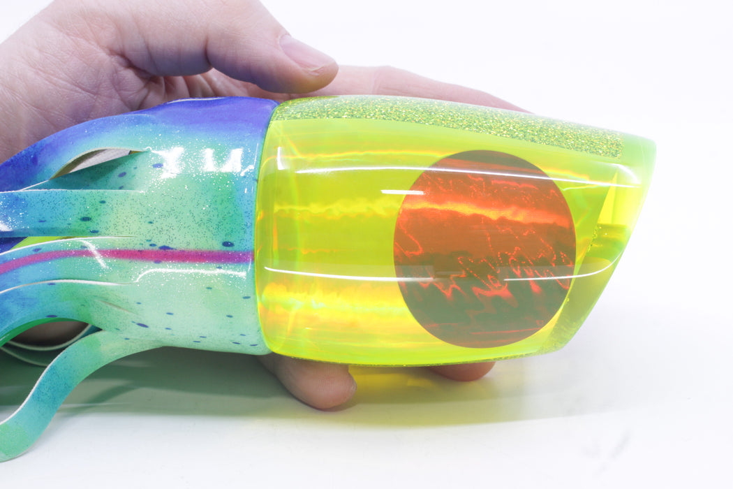 Koya Lures Chartreuse Rainbow Red Eyes XL 861 16" 15oz Fire Tailz Vinyl Mad Mahi