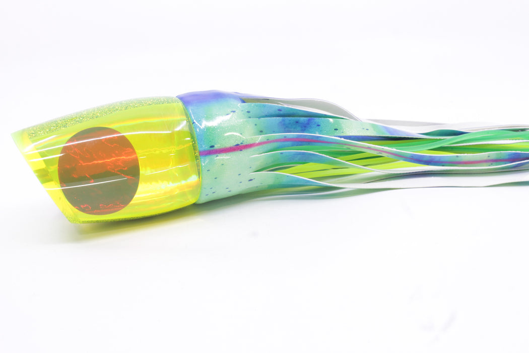 Koya Lures Chartreuse Rainbow Red Eyes XL 861 16" 15oz Fire Tailz Vinyl Mad Mahi