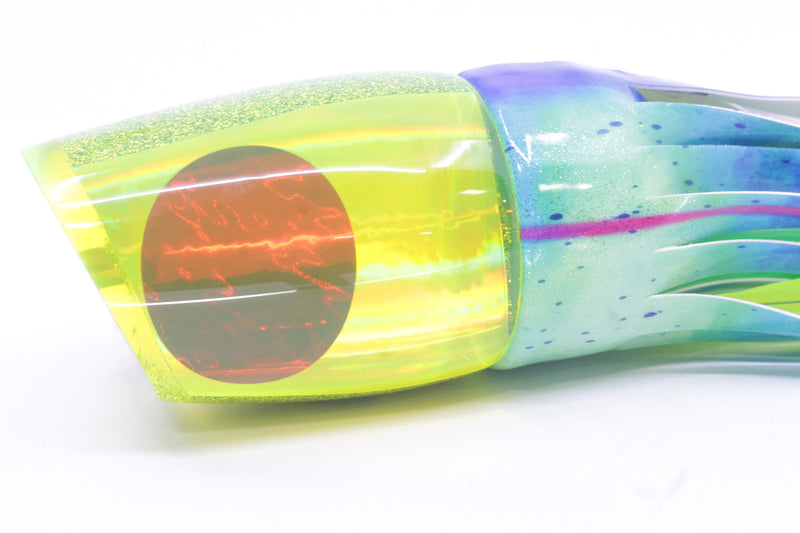 Koya Lures Chartreuse Rainbow Red Eyes XL 861 16" 15oz Fire Tailz Vinyl Mad Mahi