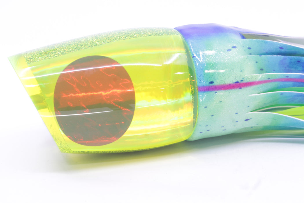 Koya Lures Chartreuse Rainbow Red Eyes XL 861 16" 15oz Fire Tailz Vinyl Mad Mahi