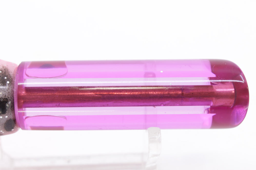 Coggin Lures Pink Mirrored Peanut Tube 5.5" 3oz Skirted White with Black Dots/Pink