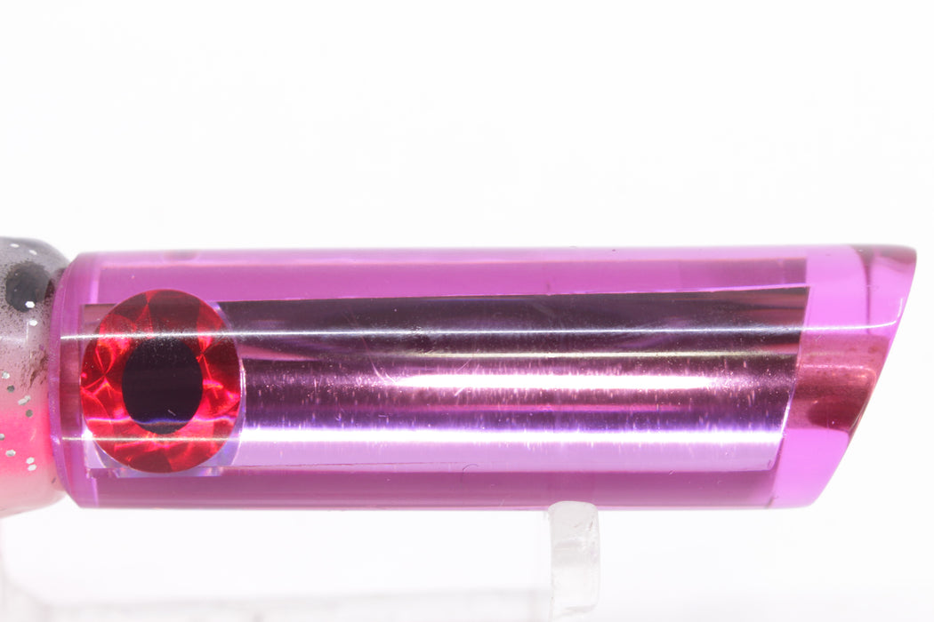 Coggin Lures Pink Mirrored Peanut Tube 5.5" 3oz Skirted White with Black Dots/Pink