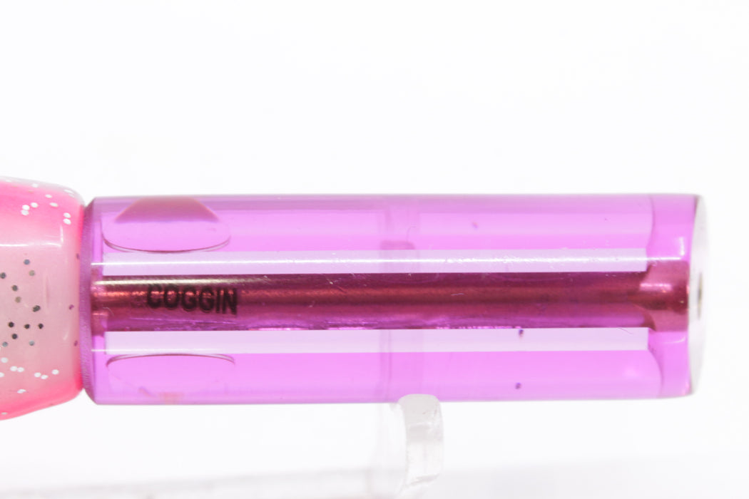 Coggin Lures Pink Mirrored Peanut Tube 5.5" 3oz Skirted White with Black Dots/Pink