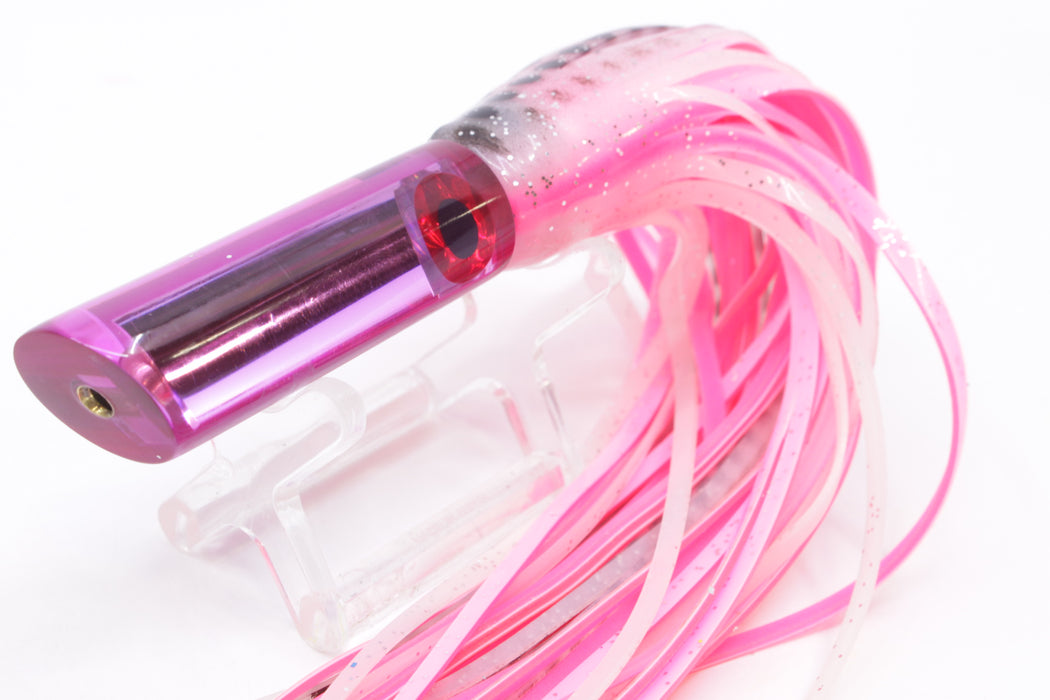 Coggin Lures Pink Mirrored Peanut Tube 5.5" 3oz Skirted White with Black Dots/Pink