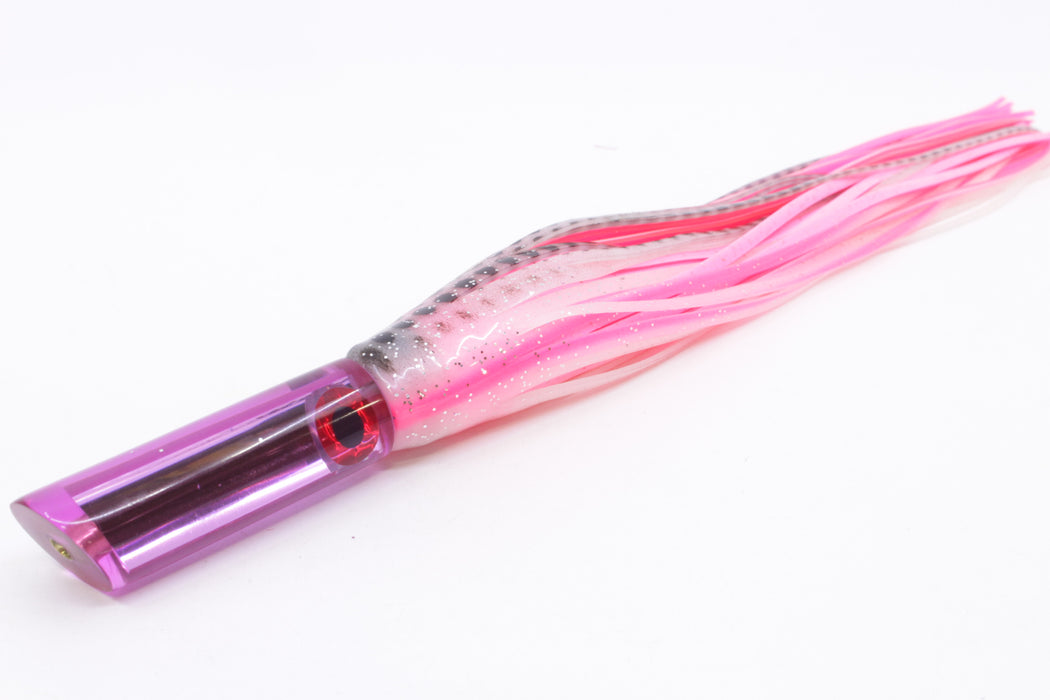 Coggin Lures Pink Mirrored Peanut Tube 5.5" 3oz Skirted White with Black Dots/Pink
