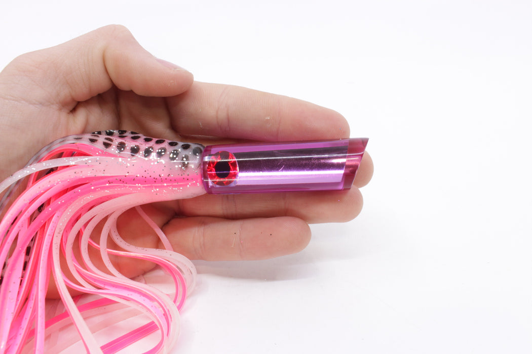 Coggin Lures Pink Mirrored Peanut Tube 5.5" 3oz Skirted White with Black Dots/Pink