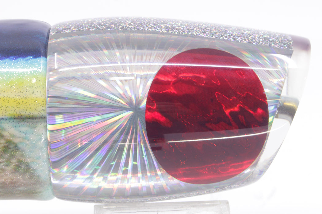 Koya Lures Silver Rainbow Starburst Red Eyes XL 861 16" 15oz Fire Tailz Vinyl Yellowfin