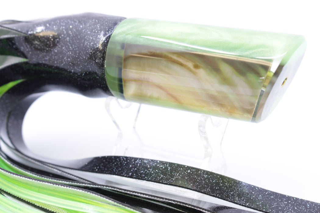 Crampton Baits Tan MOP Lime Green Pearl Back Tube 12" 6.5oz Vinyl Black