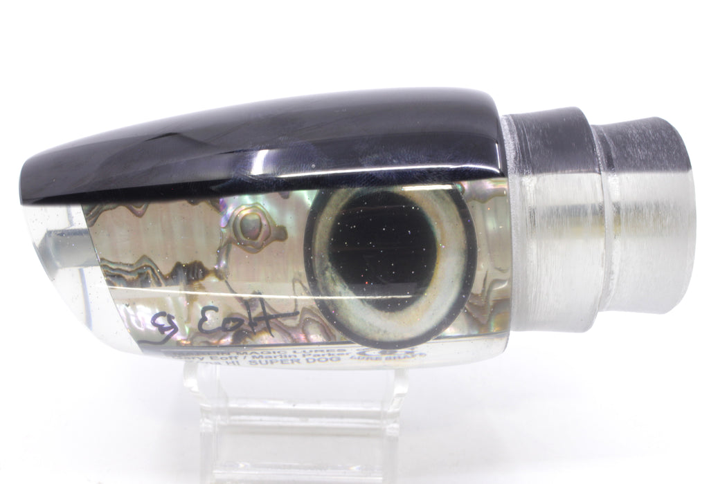 Marlin Magic Lures White Abalone Black Back Taxi Eyes Super Dog 16" 12oz