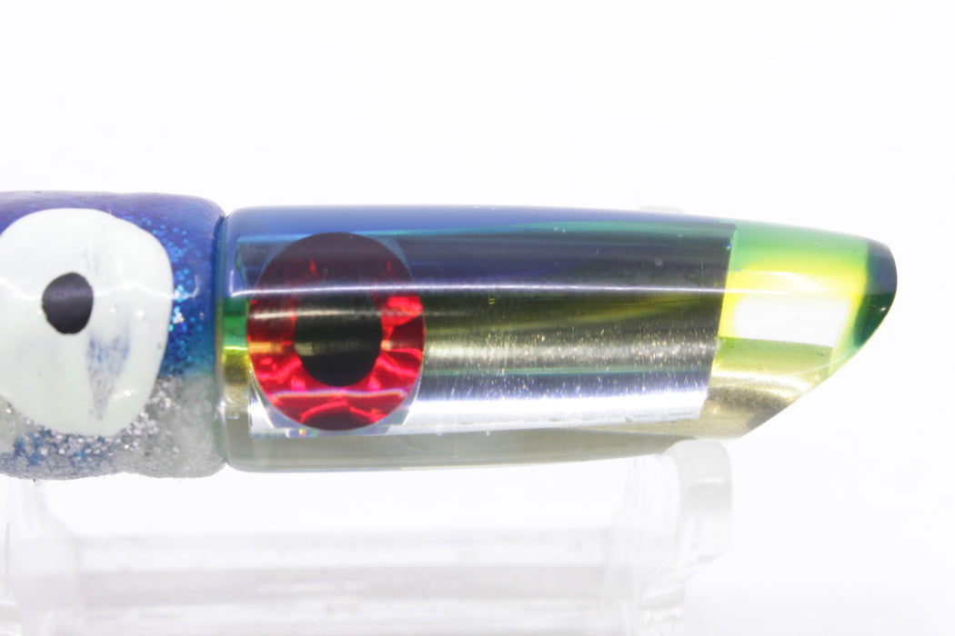 Coggin Lures Clear Mirrored Blue-Yellow Back 70's Peanut Swimmer 4.5" 1oz Skirted