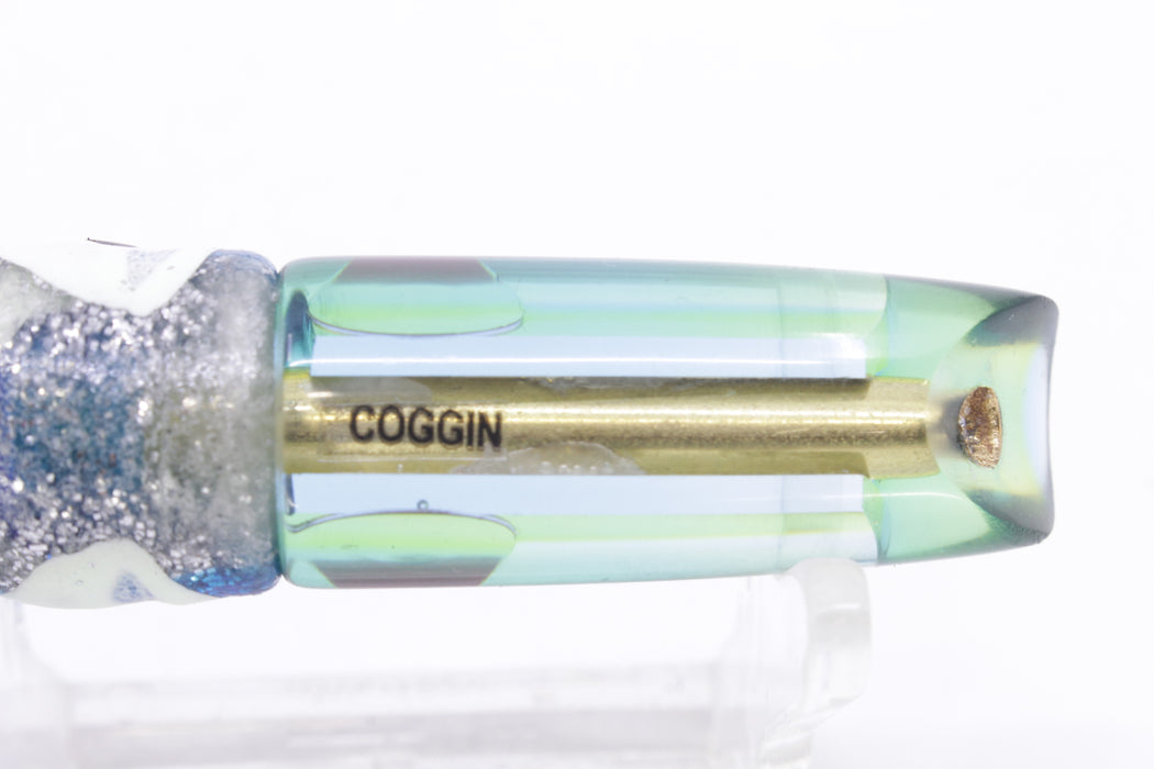 Coggin Lures Clear Mirrored Blue-Yellow Back 70's Peanut Swimmer 4.5" 1oz Skirted